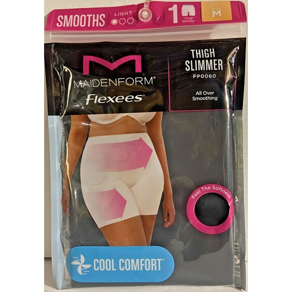 Maidenform Flexees M  Thigh Slimmer Smooths Light FP0060 Cool Comfort / Black